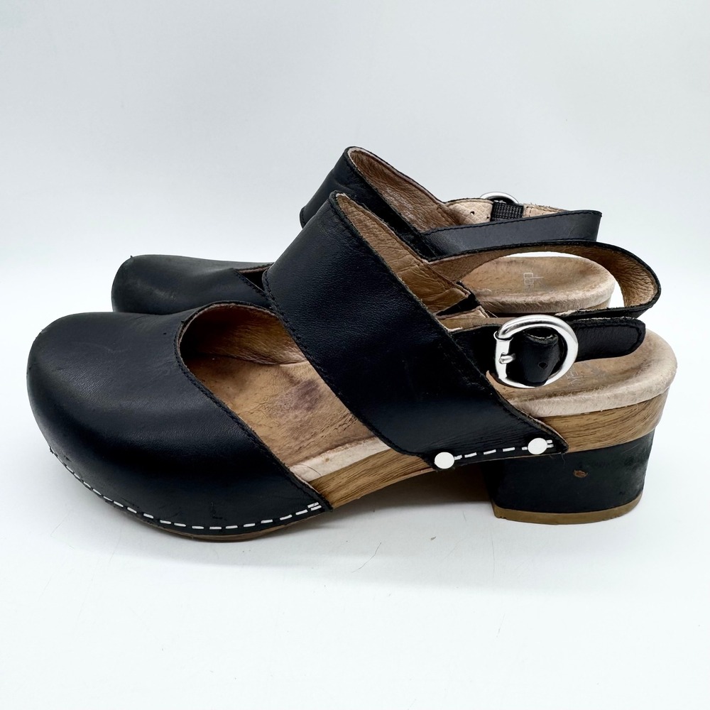 Dansko Malin Leather Comfort Clog Shoe Black Size 38 Officecore Corpcore Doctor - Picture 7 of 12